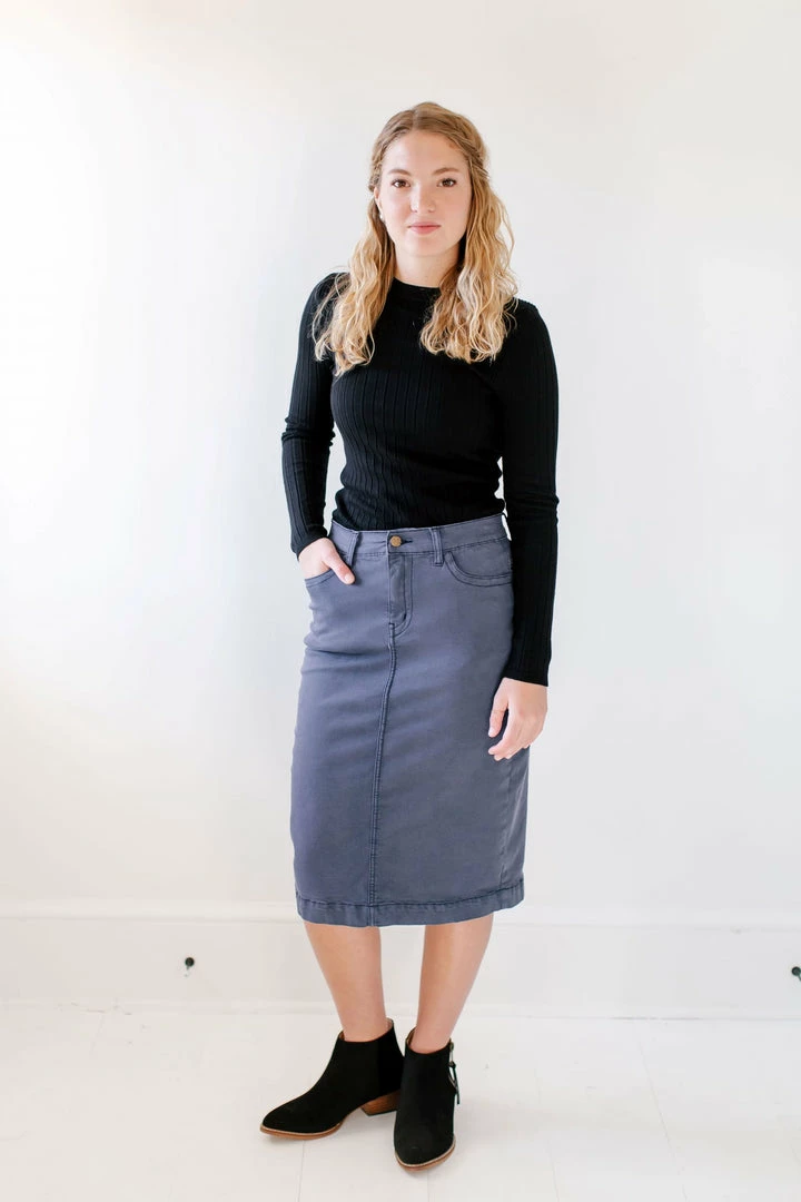 The Main Street Exchange Skirts 'Leah' Skirt In Smoke Blue FINAL SALE 1 The Main Street Exchange Skirts 'Leah' Skirt In Smoke Blue FINAL SALE