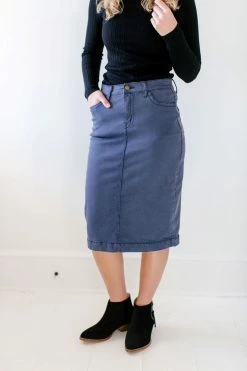 The Main Street Exchange Skirts 'Leah' Skirt In Smoke Blue FINAL SALE
