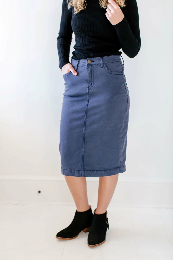 The Main Street Exchange Skirts 'Leah' Skirt In Smoke Blue FINAL SALE 2 The Main Street Exchange Skirts 'Leah' Skirt In Smoke Blue FINAL SALE