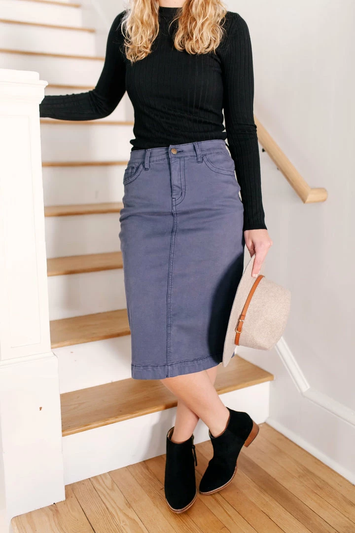 The Main Street Exchange Skirts 'Leah' Skirt In Smoke Blue FINAL SALE 6 The Main Street Exchange Skirts 'Leah' Skirt In Smoke Blue FINAL SALE