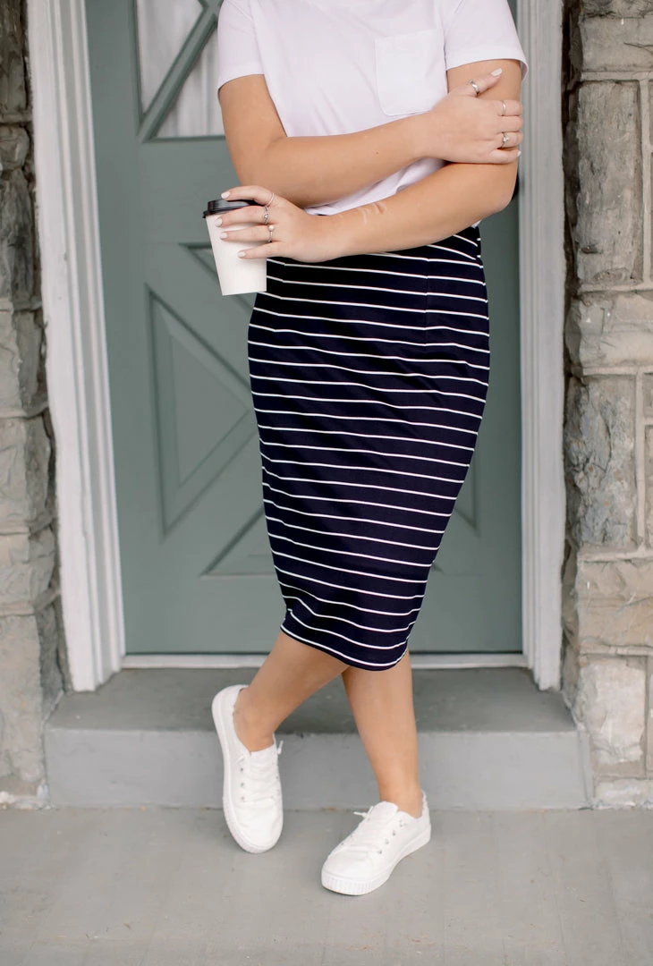 The Main Street Exchange 'Anna' Skirt In Navy With White Stripes FINAL SALE 7 The Main Street Exchange 'Anna' Skirt In Navy With White Stripes FINAL SALE