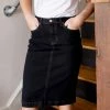 The Main Street Exchange 'Jia' Dark Denim Knee Length Skirt FINAL SALE