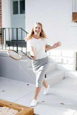 The Main Street Exchange 'Alexa' Athletic Skort In Heather Grey