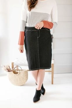 The Main Street Exchange 'Piper' Knee Length Knit Denim Skirt Exclusive Designs 30 The Main Street Exchange 'Piper' Knee Length Knit Denim Skirt Exclusive Designs