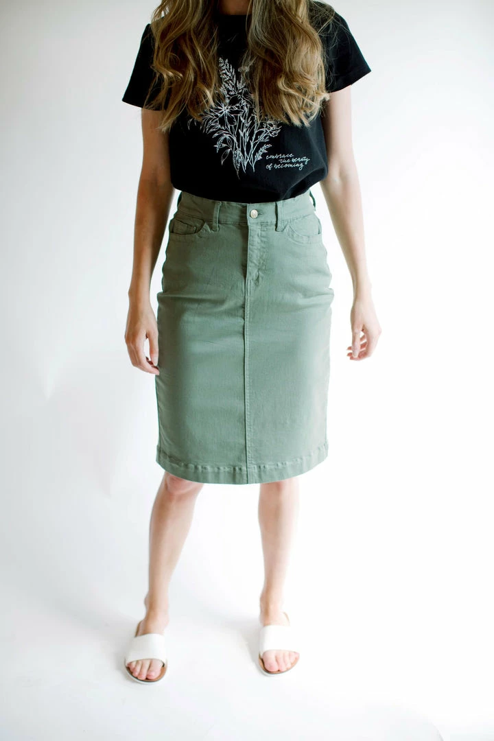 The Main Street Exchange 'Leah' Skirt In Dusty Olive FINAL SALE 3 The Main Street Exchange 'Leah' Skirt In Dusty Olive FINAL SALE