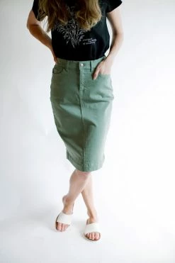 The Main Street Exchange 'Leah' Skirt In Dusty Olive FINAL SALE