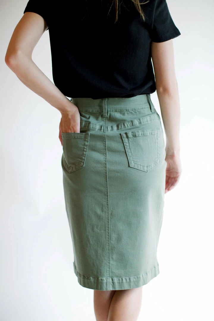 The Main Street Exchange 'Leah' Skirt In Dusty Olive FINAL SALE 5 The Main Street Exchange 'Leah' Skirt In Dusty Olive FINAL SALE