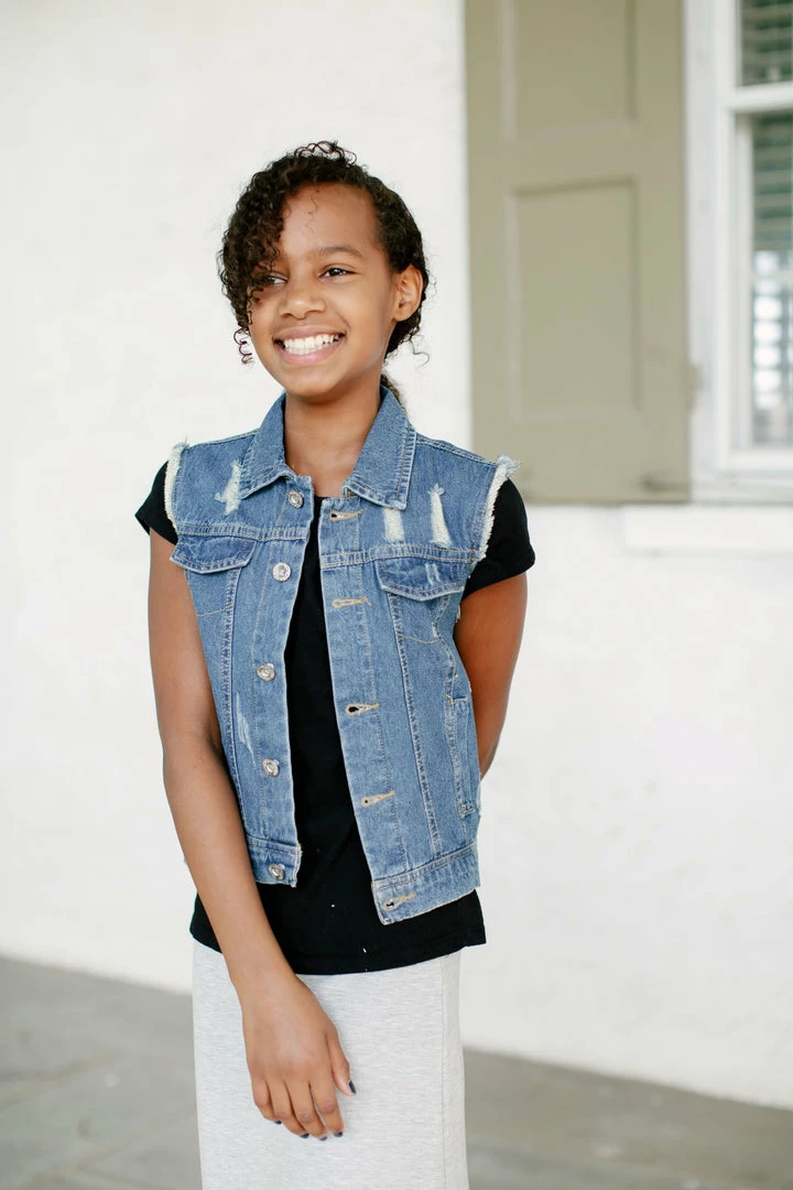 Innocence 'Logan' Girl Distressed Denim Vest FINAL SALE 1 Innocence 'Logan' Girl Distressed Denim Vest FINAL SALE