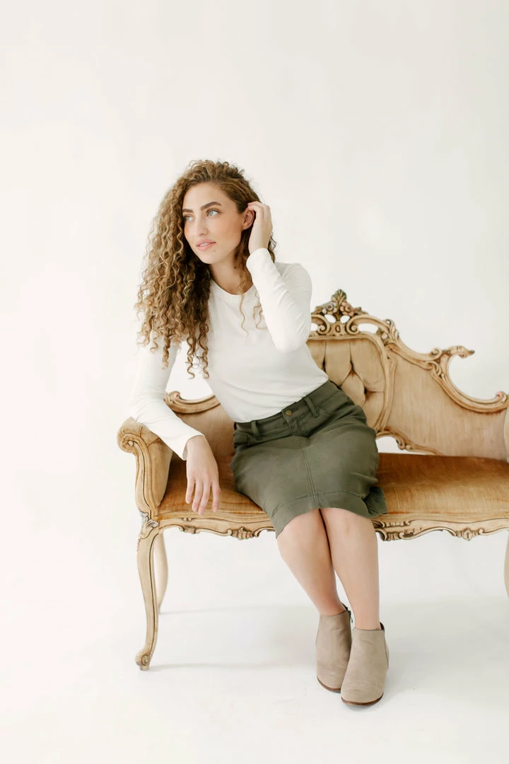 The Main Street Exchange 'Leah' Skirt In True Olive FINAL SALE 2 The Main Street Exchange 'Leah' Skirt In True Olive FINAL SALE