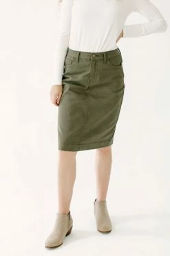 The Main Street Exchange 'Leah' Skirt In True Olive FINAL SALE