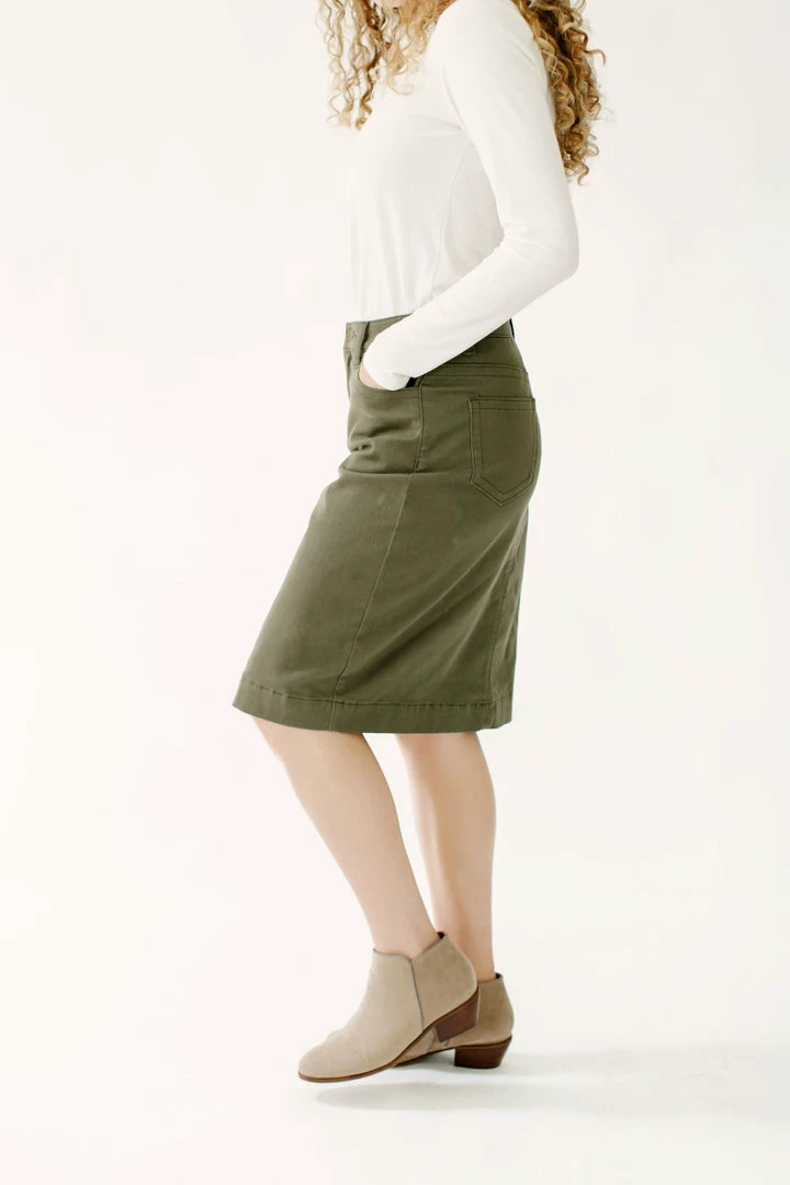 The Main Street Exchange 'Leah' Skirt In True Olive FINAL SALE 4 The Main Street Exchange 'Leah' Skirt In True Olive FINAL SALE