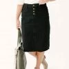 The Main Street Exchange 'Haven' Knee Length Denim Skirt In Black Exclusive Designs