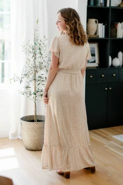 Tea N Rose 'Symphony' Tie Waist Ditsy Floral Maxi Dress In Goldenrod 9 Tea N Rose 'Symphony' Tie Waist Ditsy Floral Maxi Dress In Goldenrod