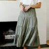 Tea N Rose 'Salem' Swiss Dot Tiered Maxi Skirt In Olive Summer Collection