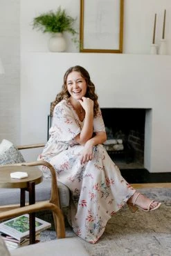 Tea N Rose 'Amberly' Floral Print Maxi Dress In Warm Taupe