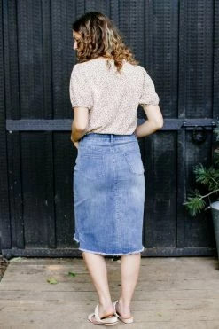 The Main Street Exchange 'Eden' Denim Knee Length Skirt
