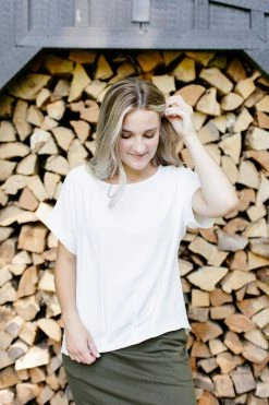 She+Sky Summer Collection 'Cove' Drop Shoulder Woven Top In Ivory