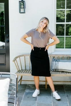 The Main Street Exchange 'Leah' Denim Skirt In Black Exclusive Designs