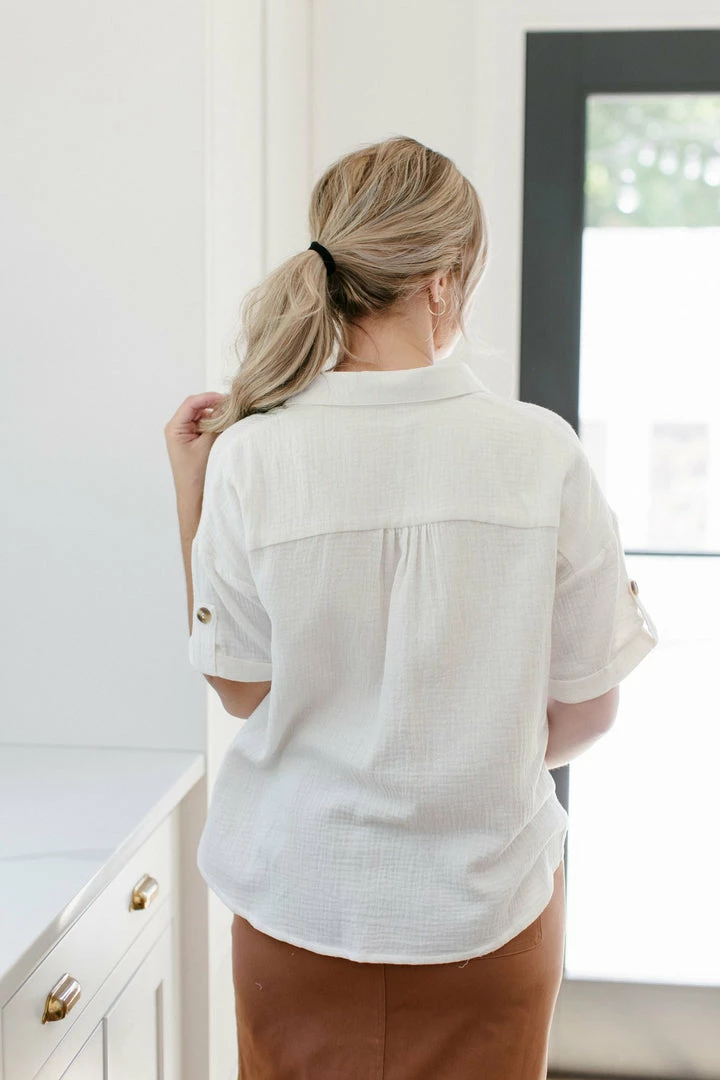 Tea N Rose Summer Collection 'Scott' Textured Button Down Top In Ivory 5 Tea N Rose Summer Collection 'Scott' Textured Button Down Top In Ivory