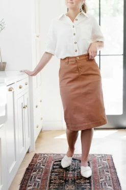 The Main Street Exchange 'Adrian' Classic Denim Midi Skirt