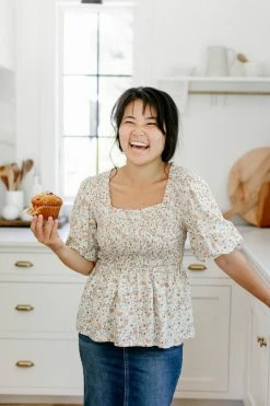 Polagram 'Bethany' Smocked Square Neck Floral Top In Cream Summer Collection 7 Polagram 'Bethany' Smocked Square Neck Floral Top In Cream Summer Collection