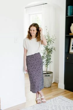 Be Cool Summer Collection 'Lena' Printed Midi Skirt In Black