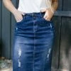 The Main Street Exchange 'Indie' Distressed Denim Skirt