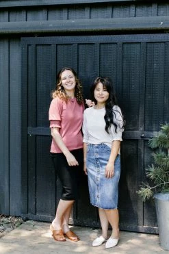 Polagram Summer Collection 'Aubry' Smocked Sleeve Ribbed Knit Top