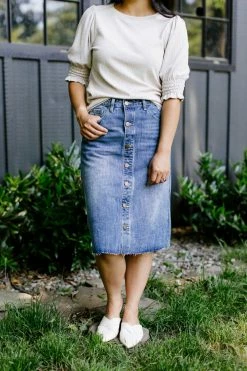 The Main Street Exchange 'Hilda' Denim Skirt In Medium Vintage Wash