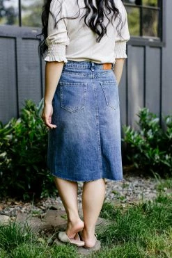 The Main Street Exchange 'Hilda' Denim Skirt In Medium Vintage Wash