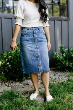 The Main Street Exchange 'Hilda' Denim Skirt In Medium Vintage Wash