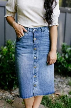 The Main Street Exchange 'Hilda' Denim Skirt In Medium Vintage Wash