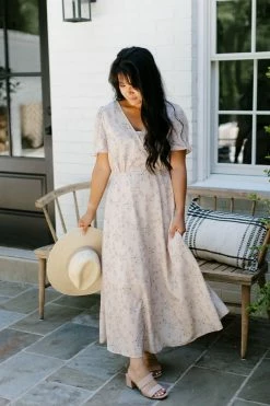 Wishlist Summer Collection 'Della' Floral Wrap Front Midi Dress In Mocha