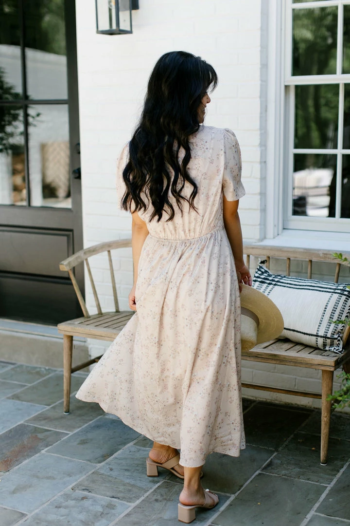 Wishlist Summer Collection 'Della' Floral Wrap Front Midi Dress In Mocha 6 Wishlist Summer Collection 'Della' Floral Wrap Front Midi Dress In Mocha