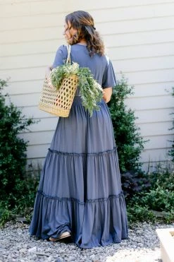 Mikarose 'Linette' Tiered Maxi Dress In Slate Blue 9 Mikarose 'Linette' Tiered Maxi Dress In Slate Blue