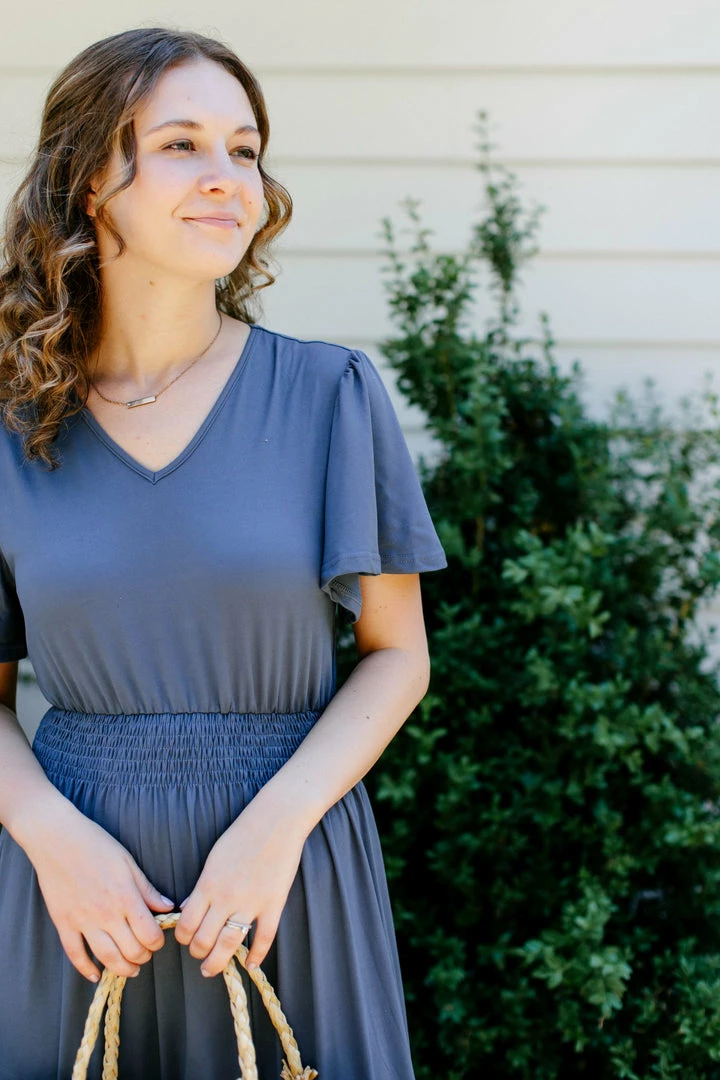 Mikarose 'Linette' Tiered Maxi Dress In Slate Blue 4 Mikarose 'Linette' Tiered Maxi Dress In Slate Blue