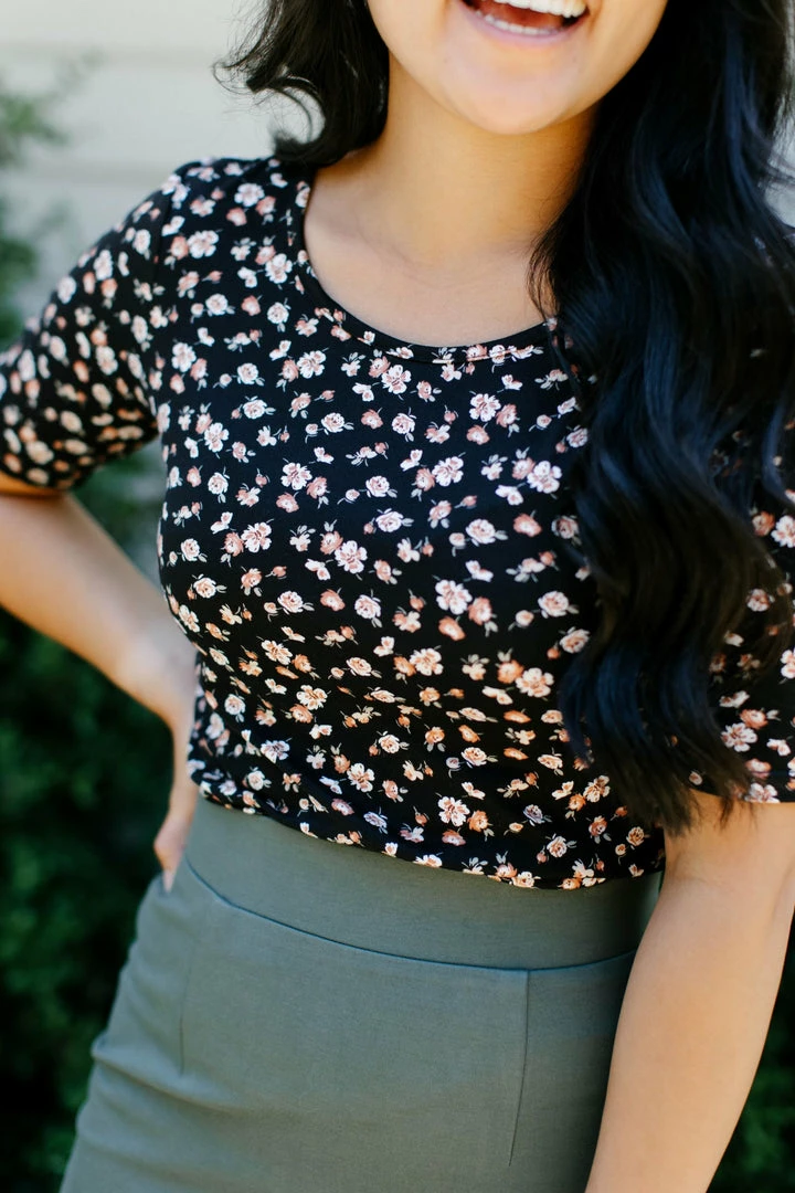 The Main Street Exchange 'Candace' Half Sleeve Floral Top In Black 9 The Main Street Exchange 'Candace' Half Sleeve Floral Top In Black