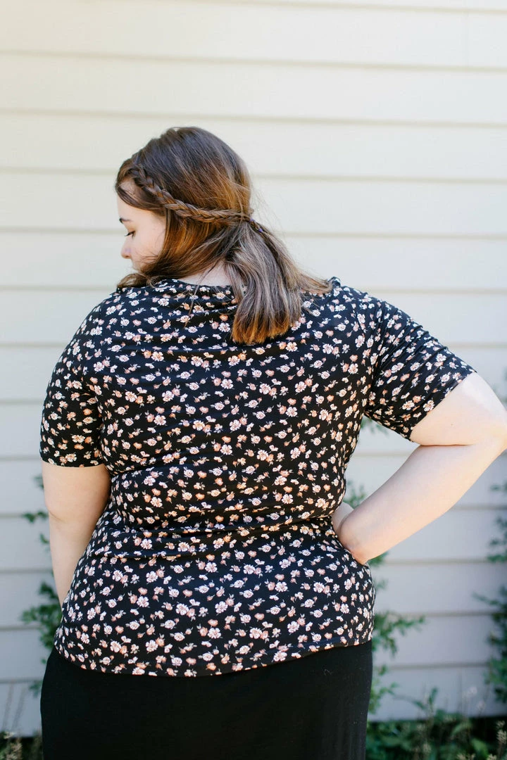 The Main Street Exchange 'Candace' Half Sleeve Floral Top In Black 5 The Main Street Exchange 'Candace' Half Sleeve Floral Top In Black