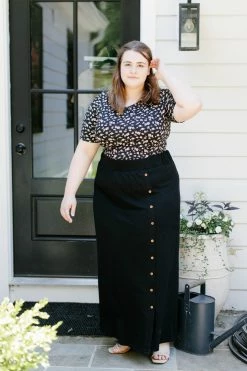 The Main Street Exchange 'Avonlea' Button Down Maxi Skirt In Black