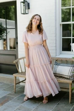 Mikarose 'Elizabeth' Tiered Maxi Dress In Soft Rose Summer Collection