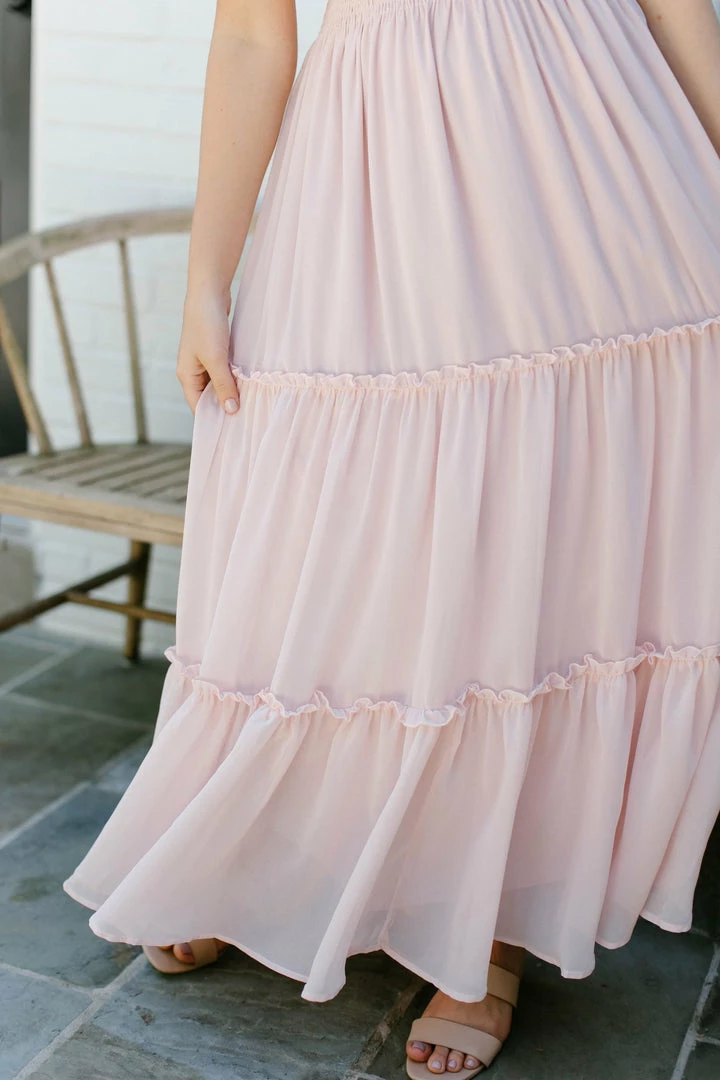 Mikarose 'Elizabeth' Tiered Maxi Dress In Soft Rose Summer Collection 3 Mikarose 'Elizabeth' Tiered Maxi Dress In Soft Rose Summer Collection