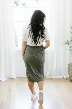 Chris & Carol 'Juno' Ribbed Knit Skirt In Olive 9 Chris & Carol 'Juno' Ribbed Knit Skirt In Olive