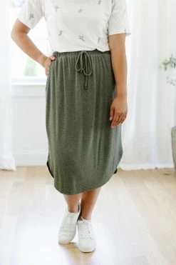 Chris & Carol 'Juno' Ribbed Knit Skirt In Olive