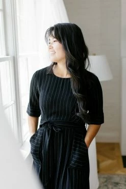 Tea N Rose 'Halle' Pin Stripe Dress In Black