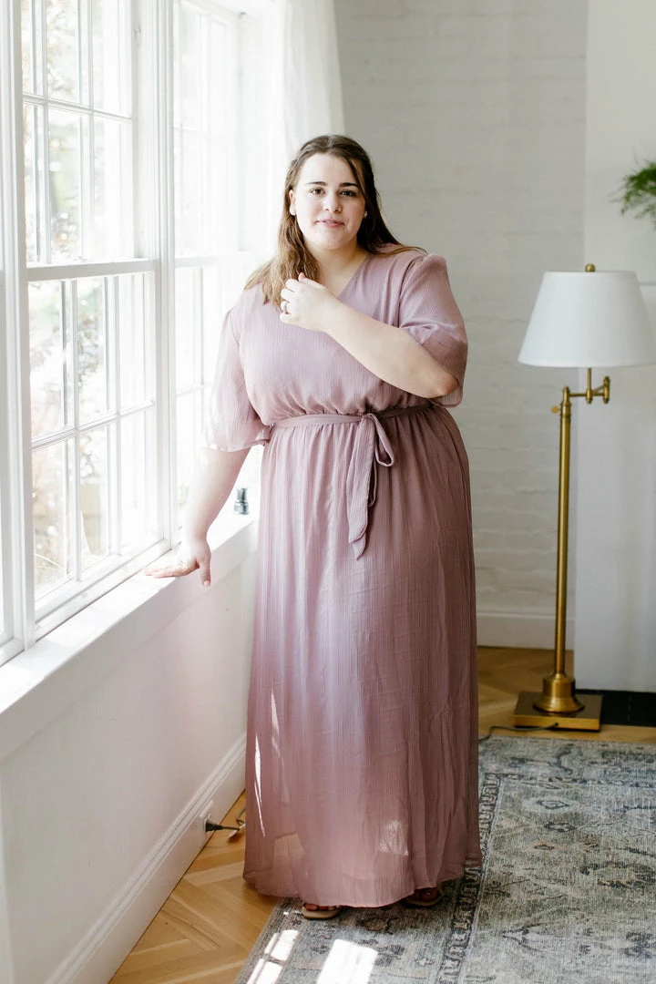 Tea N Rose PLUS 'Amberly' Chiffon Maxi Dress In Mauve Summer Collection 3 Tea N Rose PLUS 'Amberly' Chiffon Maxi Dress In Mauve Summer Collection