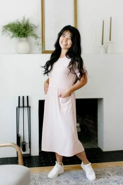 Tea N Rose Summer Collection 'Larkin' Textured Midi Dress In Blush