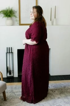 The Main Street Exchange 'Odessa' Lace Dress In Burgundy Exclusive Designs