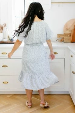 Tea N Rose 'Marah' Printed Midi Dress In Blue Summer Collection 10 Tea N Rose 'Marah' Printed Midi Dress In Blue Summer Collection