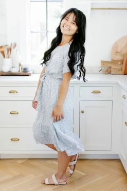 Tea N Rose 'Marah' Printed Midi Dress In Blue Summer Collection