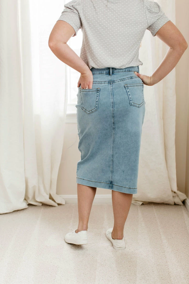 The Main Street Exchange 'Leah' Denim Skirt In Light Wash 17 The Main Street Exchange 'Leah' Denim Skirt In Light Wash